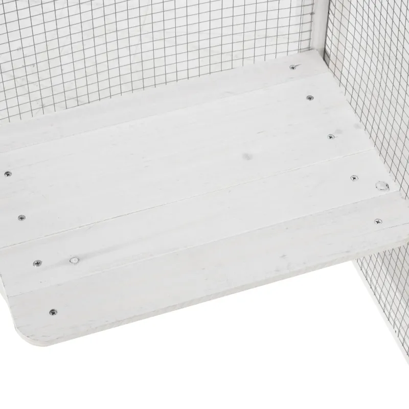 PawHut Outdoor Cat House Big Catio Wooden Feral Cat Shelter Enclosure with Large Spacious Interior, 6 High Ledges, Weather Protection Asphalt Roof, 71" L, White