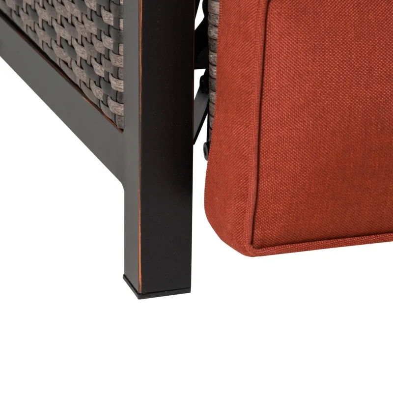 Outsunny Outdoor Patio Recliner with All Hand-Woven Wicker, Adjustable Lounge Chair w/ Cushions, Rust-Resistant Metal Frame for Backyard, Garden, Patio, Red