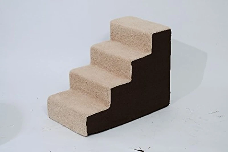 Pawhut Ultralight Four Step Portable Pet Stairs for Cats and Dogs with Handle and Washable Cover