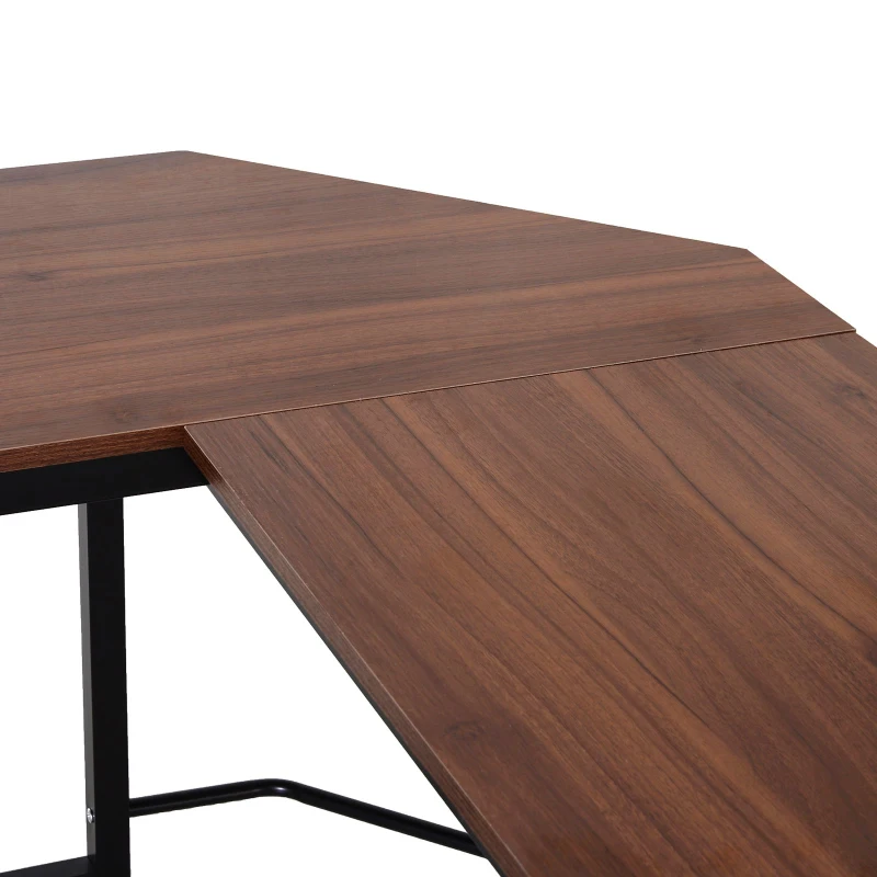 Vinsetto Wood Metal Modern L-Shape Corner Computer Desk - Walnut