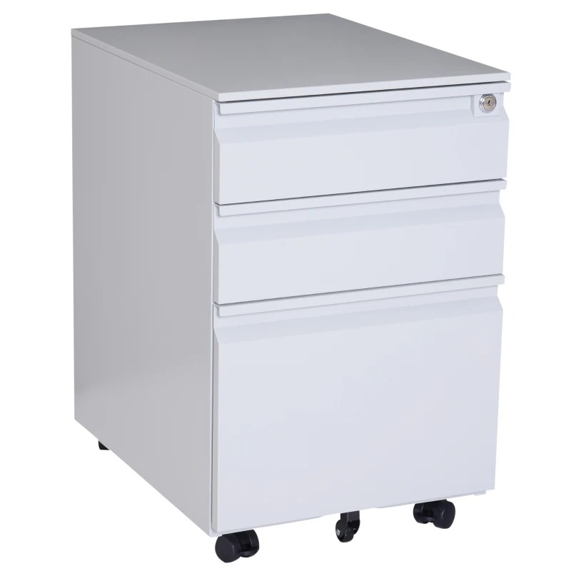 HomCom 24" Steel 3 Drawer Locking File Cabinet on Wheels - Grey
