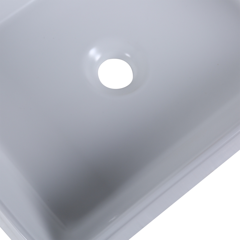 kleankin Rectangular Vessel Sink Above Counter Art Basin Porcelain Ceramic Bathroom Vanity Sink - Matte White