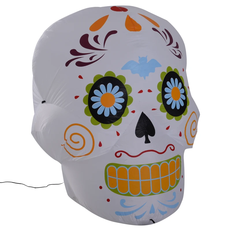 HomCom 4' LED Outdoor Halloween Inflatable Decoration - Day of the Dead Sugar Skull