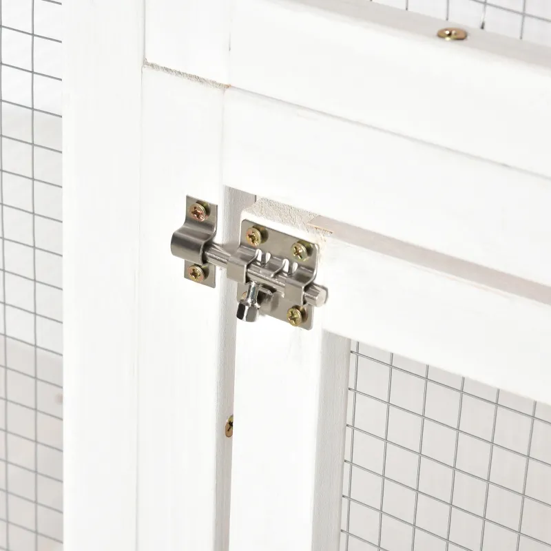 PawHut Outdoor Cat House Big Catio Wooden Feral Cat Shelter Enclosure with Large Spacious Interior, 6 High Ledges, Weather Protection Asphalt Roof, 71" L, White