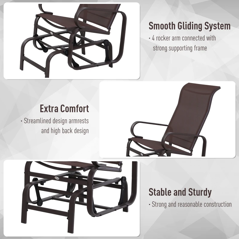 Outsunny Patio Glider Swing Chair, Outdoor Sling Fabric Seat Lounger, Porch Rocker for Relaxing in Garden, Backyard, Poolside