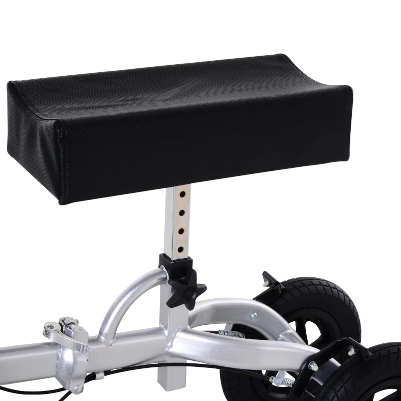 HOMCOM Knee Scooter with Basket Storage Walker Mobility During Medical Rehabilitation & Injury Folding for Transport - Silver