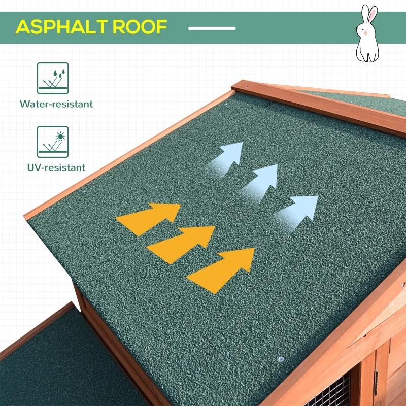 PawHut Rabbit Hutch Wooden House Small Animal Cage Deluxe Backyard Run Ramp