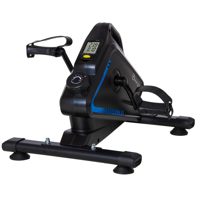 Soozier Indoor Mini Exercise Bike Portable Pedal Manual Arm & Leg Exerciser Machine, Black & Blue