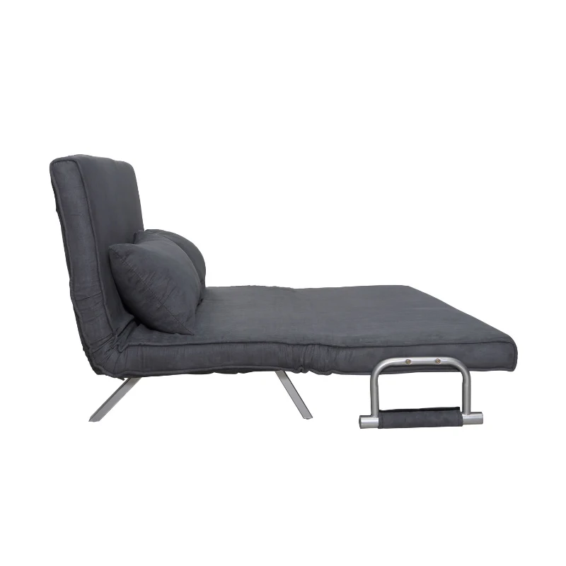 HomCom Full Size Folding 5 Position Steel Convertible Sleeper Bed Chair - Dark Grey