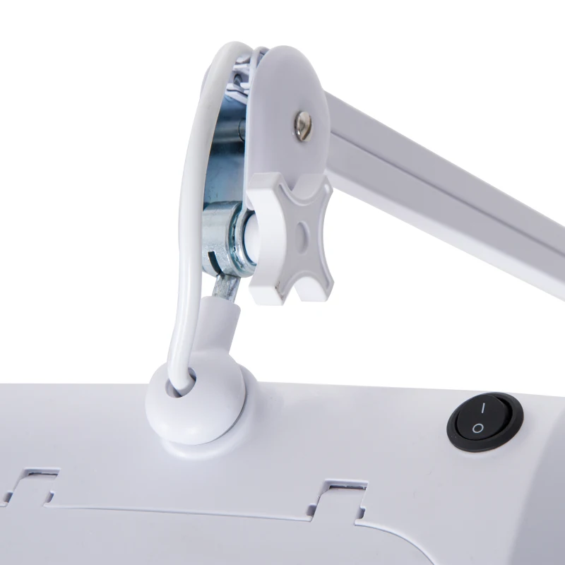 HomCom 3 Diopter 9W LED Illuminated Adjustable Magnifying Clamp On Desk Lamp - White
