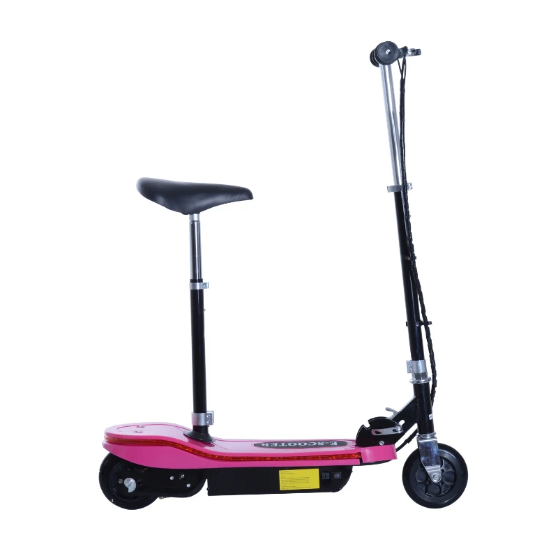 Aosom Pink High-Powered 120W Motorized Kids Foldable Electric Scooter with LED Lights