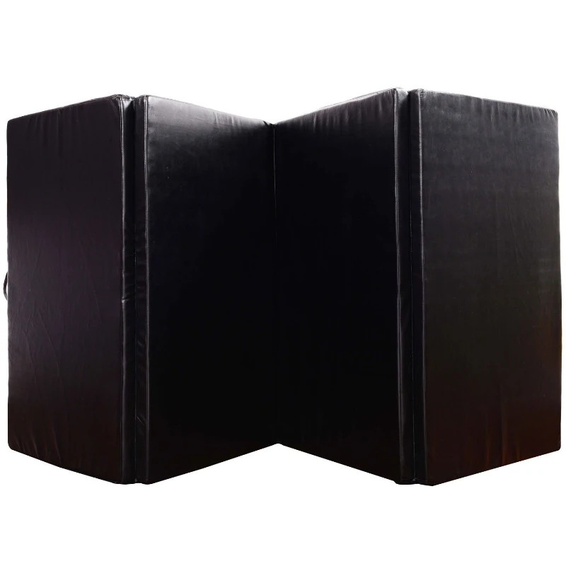 Soozier 6' x 4' x 2" PU Leather Folding Gymnastics / Martial Arts Mat - Black