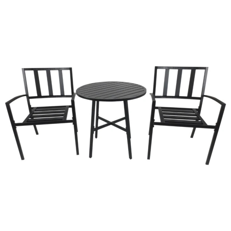 Outsunny Metal 3 Piece Outdoor Patio Round Bistro Table Dining Set - Black