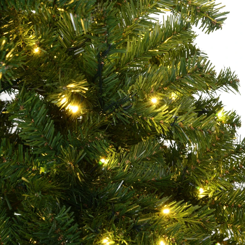 HOMCOM 7.5' PVC Pre Lit Artificial Christmas Tree with Metal Stand  550 Warm White LED  1346 Tips  Green