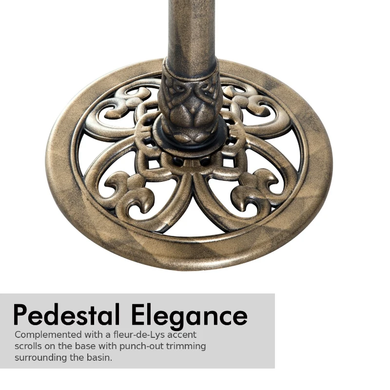 Outsunny 28" Tall Resin Free Standing Garden Pedestal Bird Bath Bowl - Bronze