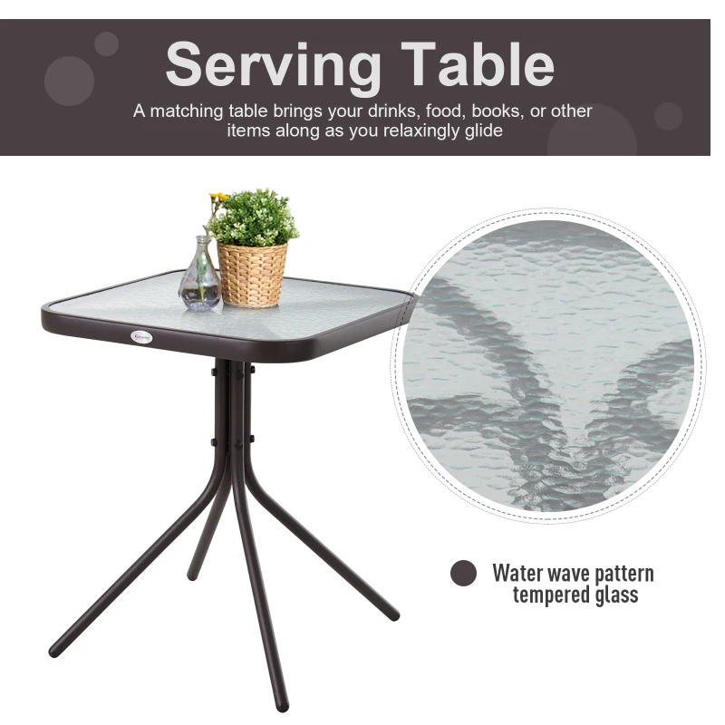 Outsunny 3-Piece Outdoor Rocking Chair and Table Set, Sling Fabric Glider for Patio, Garden Relaxation