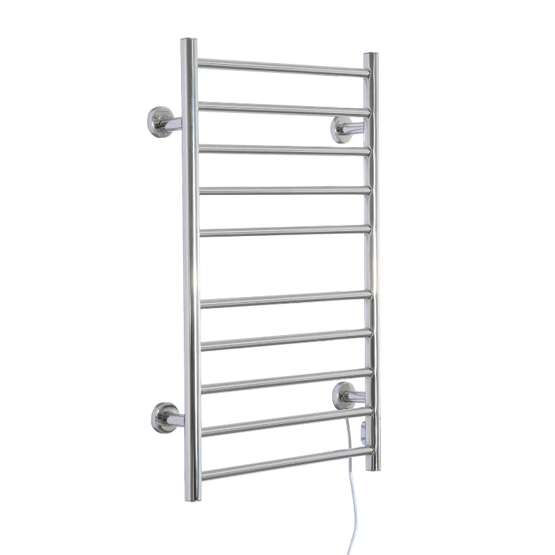 HomCom Stainless Steel Wall Mounted Electric Heated Towel Warmer Rail Rack - Silver