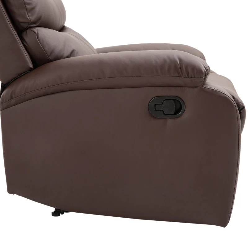 HomCom PU Leather Traditional Manual Recliner Chair - Brown