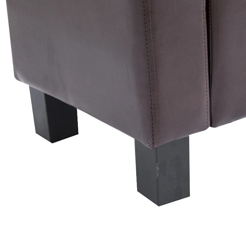 HOMCOM 42” Faux Leather Storage Ottoman Bench Organizer Chest Rectangular Footstool with Hinged Lid - Rich Coffee Brown