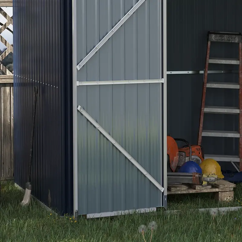 Outsunny 11' x 6' Storage Shed w/ Lockable Door, Galvanized Metal Utility Outdoor Shed for Backyard, Bike, Patio, Light Gray