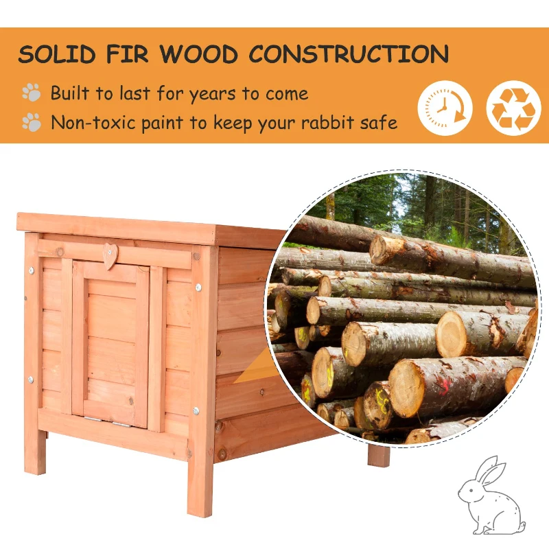 PawHut Wooden Rabbit Hutch, 20'' Compact Pet Habitat Cage for Bunnies and Small Animals, Ideal for Outdoor Use