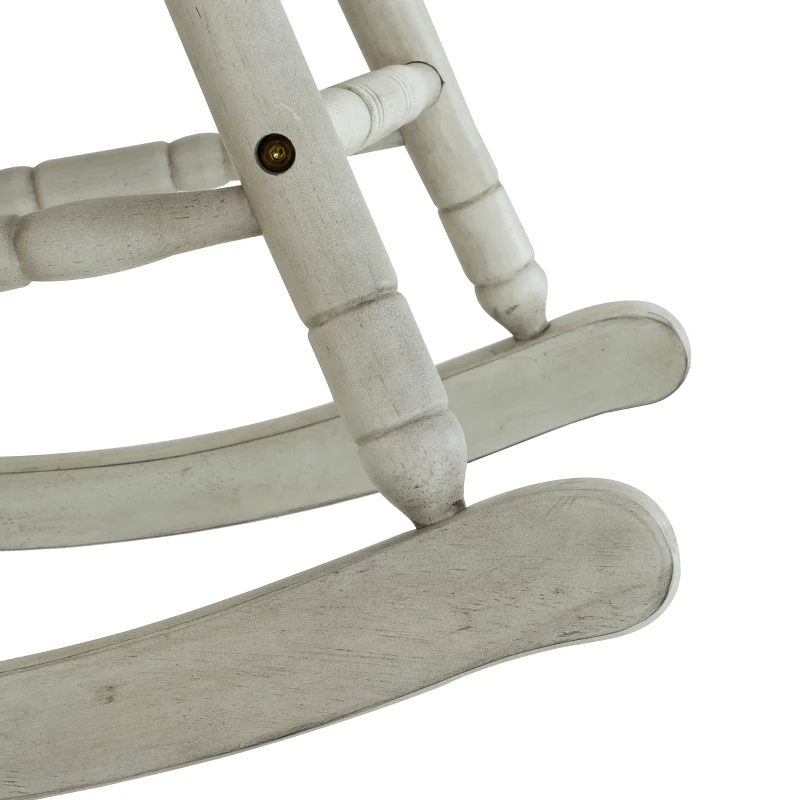 HomCom Rubberwood Indoor / Outdoor Porch Slat Rocking Chair - Antique White