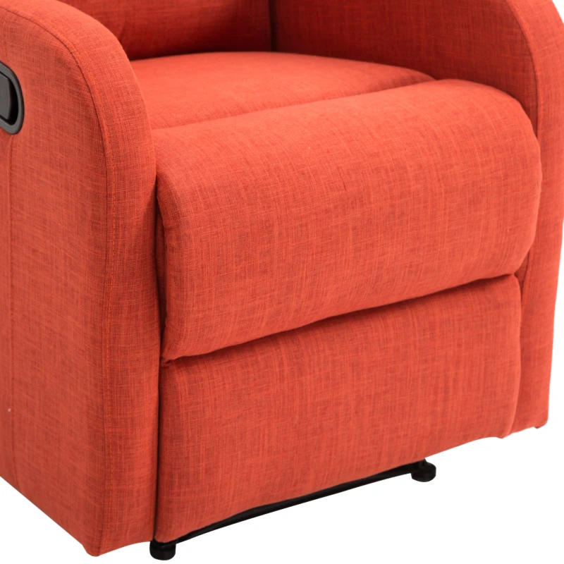 HomCom Linen Fabric Manual Recliner Lounger Chair  with Footrest - Red