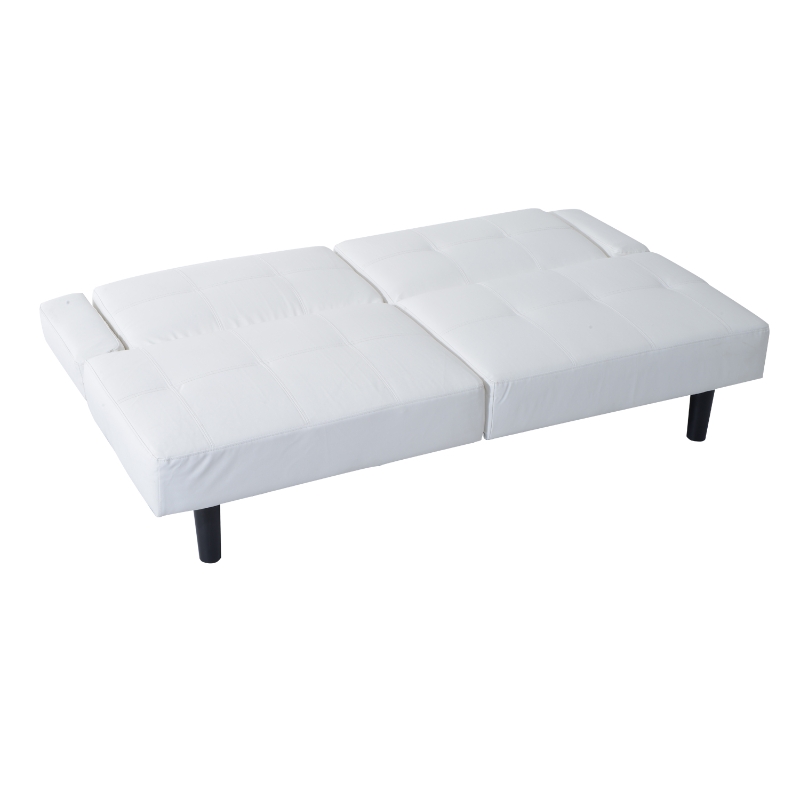 HomCom 73" Convertible PU Leather Sofa Futon - White