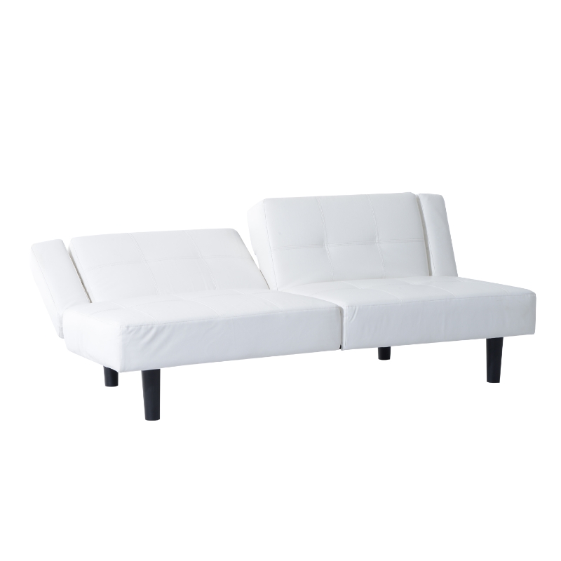 HomCom 73" Convertible PU Leather Sofa Futon - White