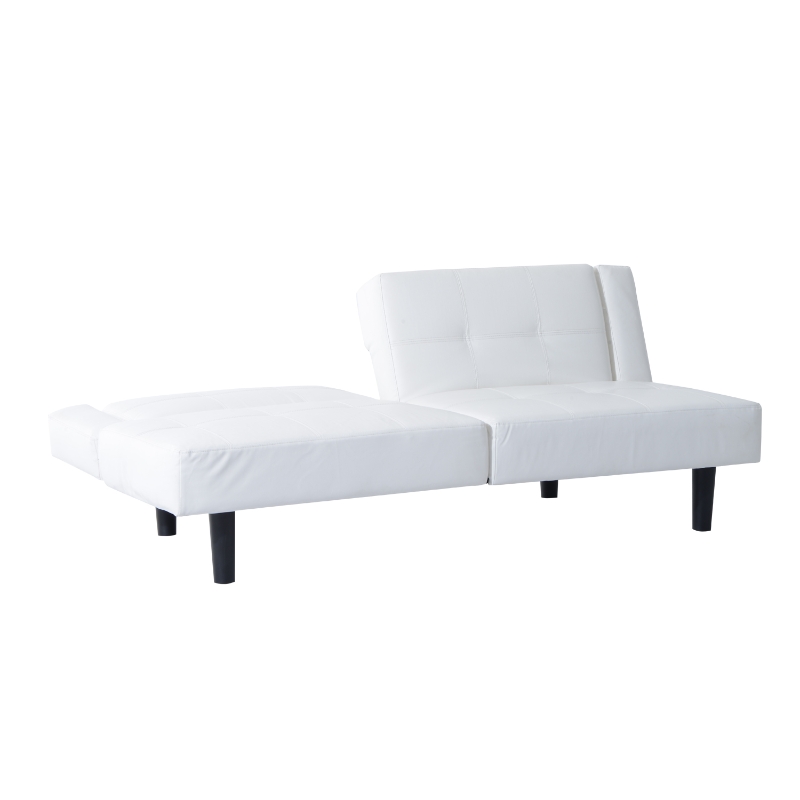 HomCom 73" Convertible PU Leather Sofa Futon - White