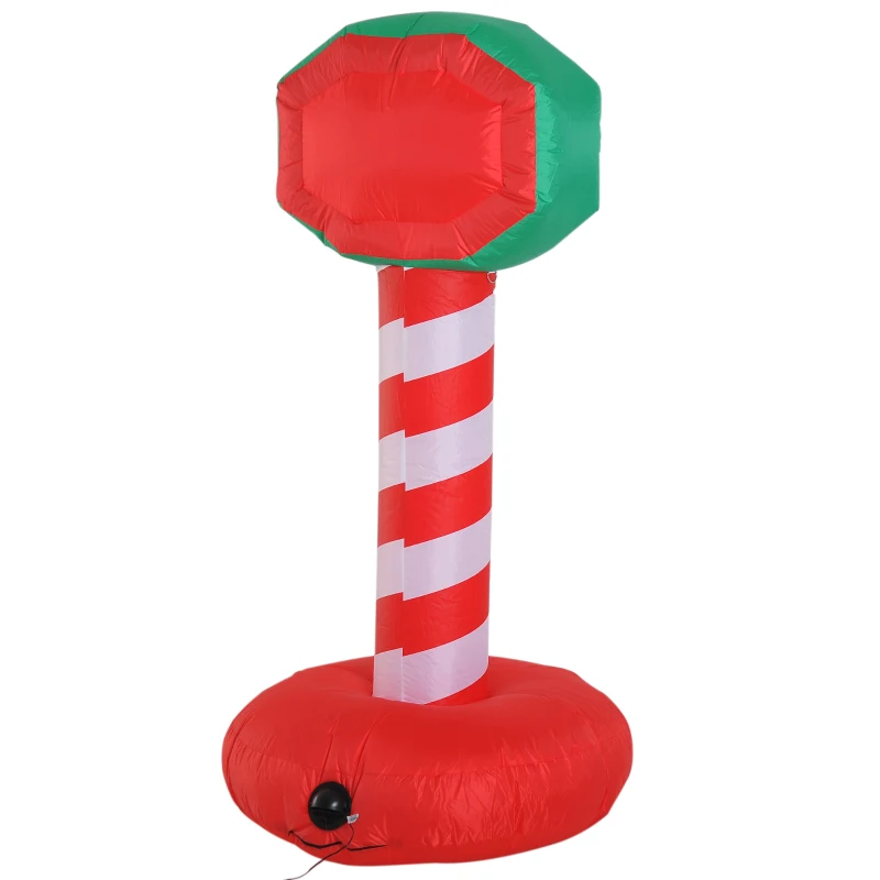 HOMCOM 6’ Outdoor Lighted Inflatable Christmas Road Sign - Santa Please Stop Here