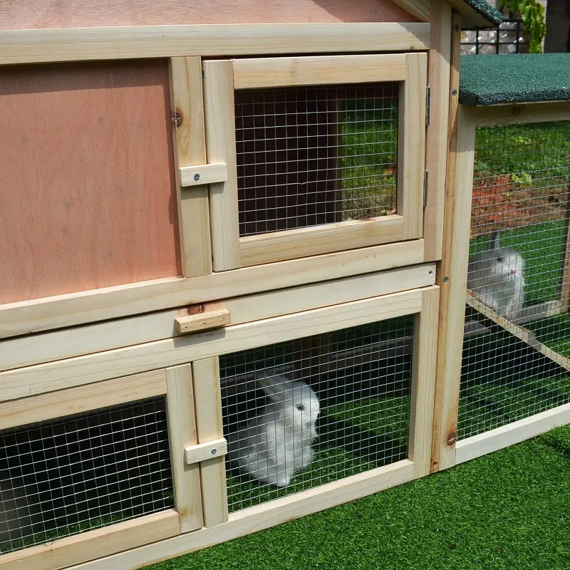 PawHut 83" Wooden Two Story Outdoor Deluxe XL Rabbit Bunny House Hutch Pet Cage