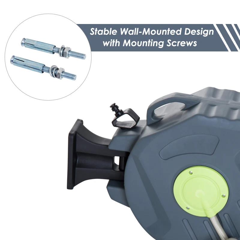Outsunny 50’ Plastic Portable Outdoor Wall Mount Retractable Water Hose Reel