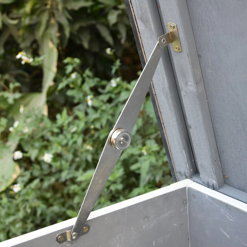 PawHut Solid Wood Double Rabbit Hutch with 2 Large Main Rooms and Firm Cage - Grey