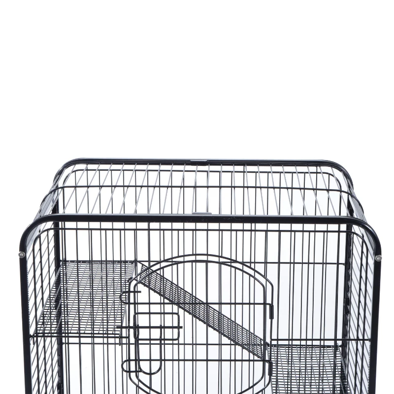 PawHut 37" Mesh 4 Level Portable Indoor Small Animal Pet Habitat Cage Kit - Black