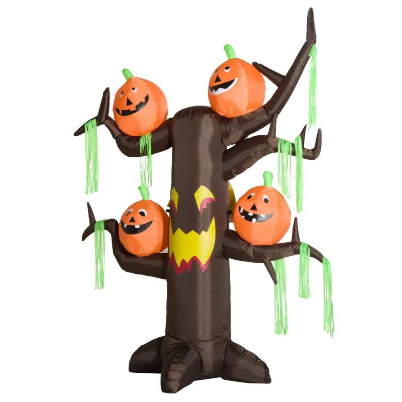 HomCom 8' Tall Outdoor Lighted Inflatable Inflatable Halloween Decoration - Haunted Tree with Jack-O-Lanterns