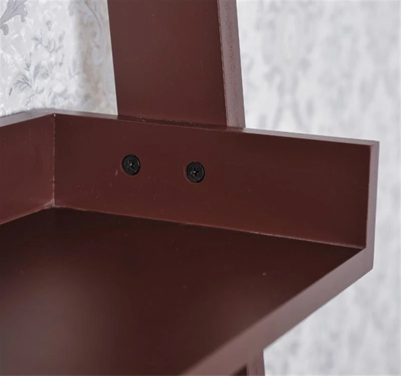 HomCom Brown Wood Leaning Ladder Bookcase Wall Book Shelf Unique 72" High 5-Tier