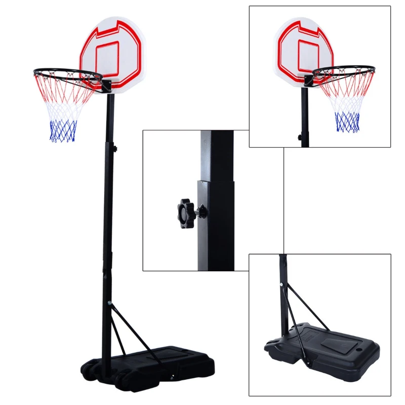 Soozier Outdoor Height Adjustable Portable Junior Basketball Hoop System Moveable Athletic Basketball Stand