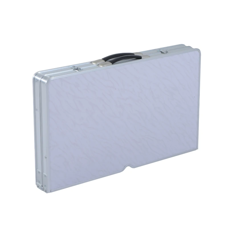 Outsunny Height Adjustable Folding Outdoor Picnic Table w/ 4 Seats - White and Silver