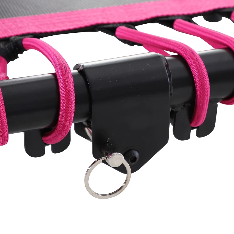 Soozier Easy Store 48-Inch Mini Exercise Kids Trampoline with Handrail Outdoor Bouncer Jumper Adjustable Bar Pink