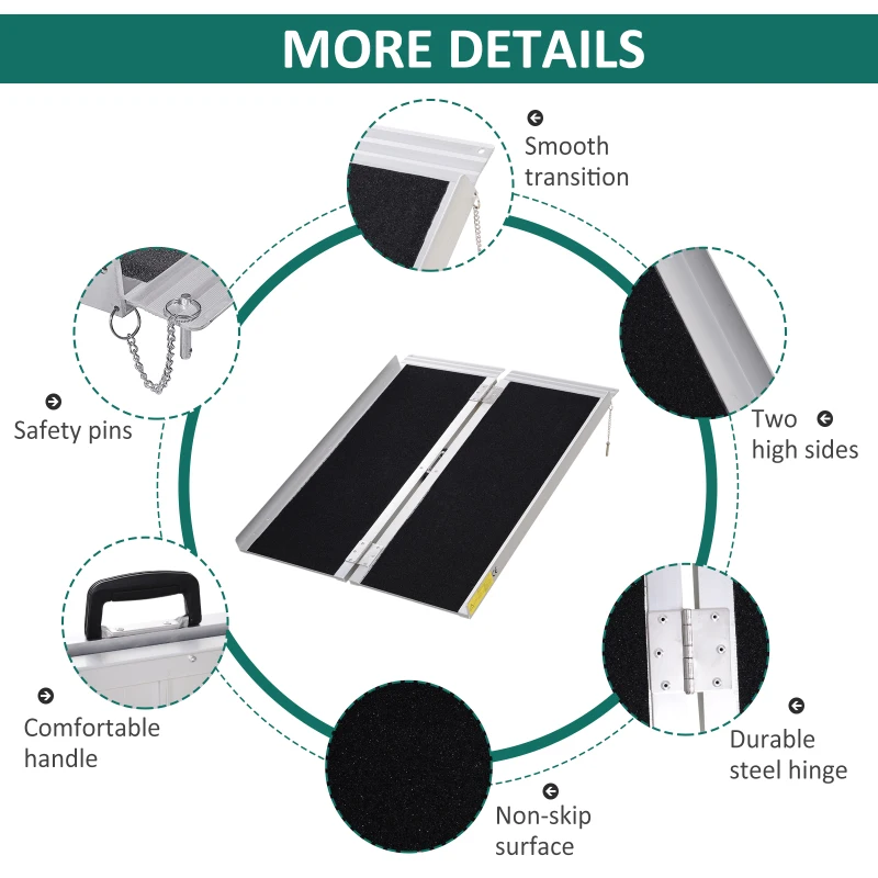 HOMCOM Versatile 3ft Motorcycle  Scooter  and Dollie Ramp for Home or Travel  600lbs