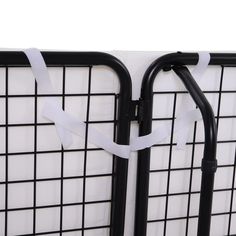 HomCom Folding Convertible Ottoman Sofa Bed with Metal Frame Wheels Cover - White Black Gray