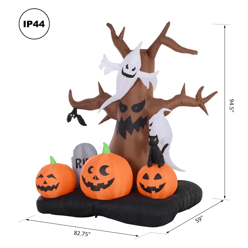 HOMCOM 8’ Lighted Inflatable Outdoor Halloween Yard Decoration - Spooky Dead Tree