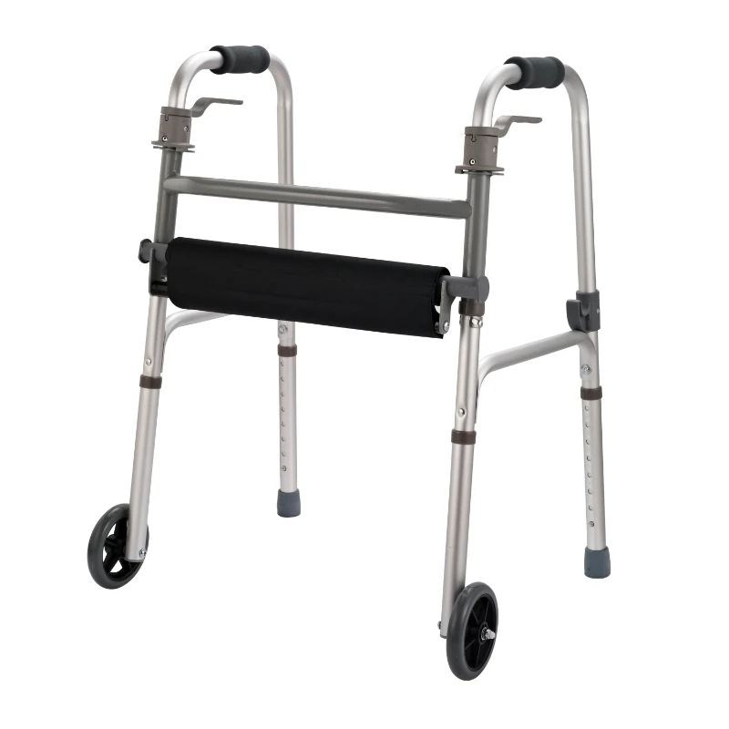 HomCom Folding Mobility Rollator Walker w/ 2 Wheels and Stool
