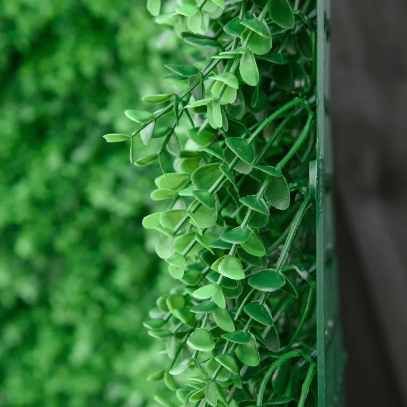 Outsunny 12pc Artificial Boxwood Leaf Privacy Fence, 20" Lush Green, Easy Install Wall Hedge for Patio, Balcony, Garden Decor