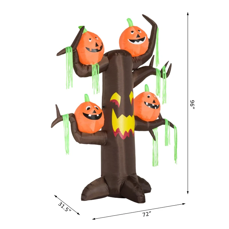 HomCom 8' Tall Outdoor Lighted Inflatable Inflatable Halloween Decoration - Haunted Tree with Jack-O-Lanterns