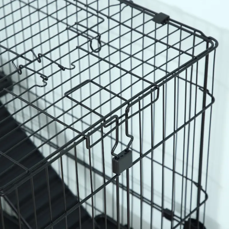 PawHut 32" 5-level Indoor Rabbit Enclosure Small Animal Hutch - Black