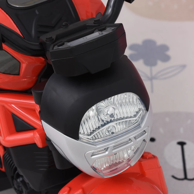 Aosom Electric Child Ride On Motorcycle 6V Battery Powered Motorbike with Training Wheels, for 3-8 Years Old Kids - Red