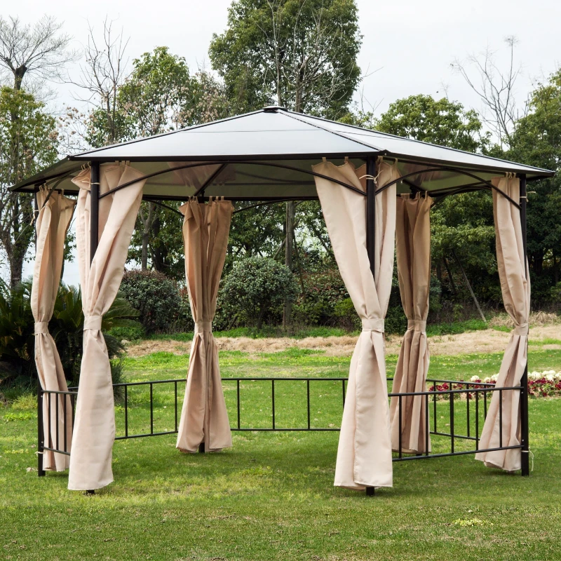 Outsunny Outdoor Hexagon Party Gazebo Tent Canopy Cover / Steel Framed ...