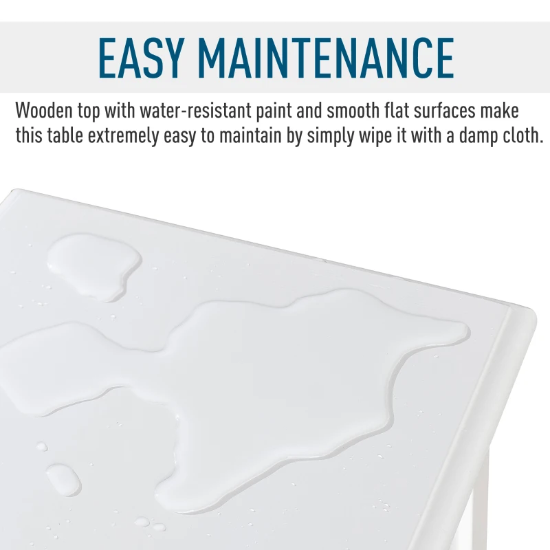 HomCom Modern 2-Tier Acacia Wood End Table Side Desk with Drawer - White